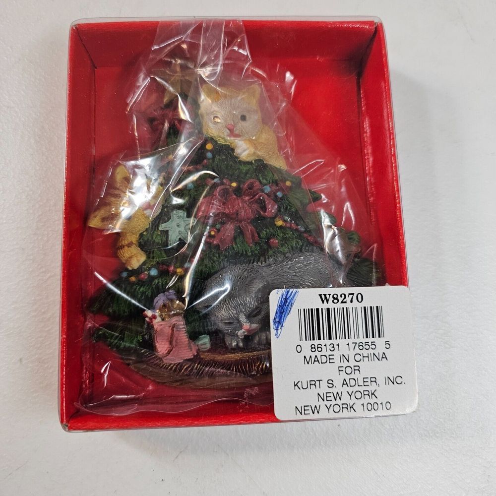 Kurt Adler Ornament Cats &‎ Christmas Tree Resin W8270